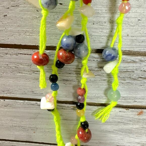 Free People Ariana Ost The Sand Dripp Hair Tie in Lime Green NWT Bracelet - Picture 10 of 13